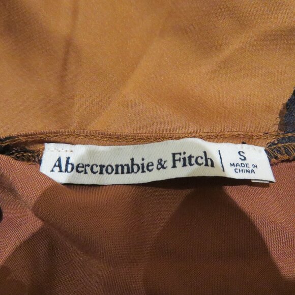 ABERCROMBIE & FITCH Satin Lace Midi Slip Dress Terracotta Y2K Friends Holidays - Picture 15 of 16